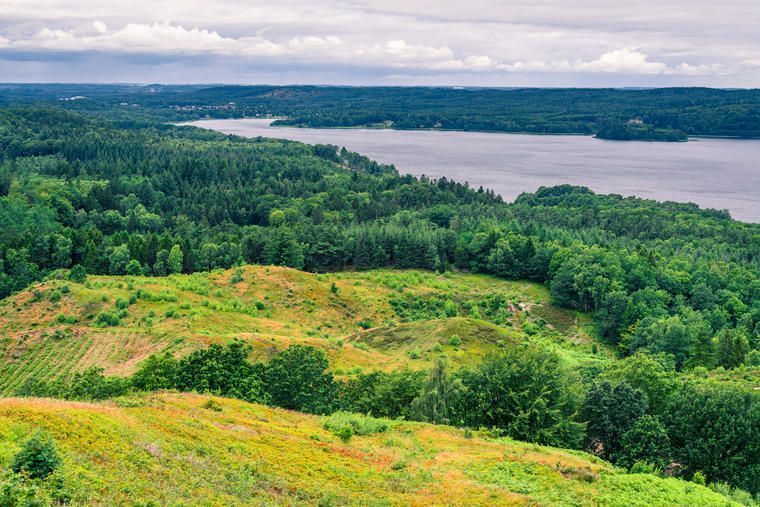 Besøg Himmelbjerget og se den smukke udsigt fra et sommerhus til leje