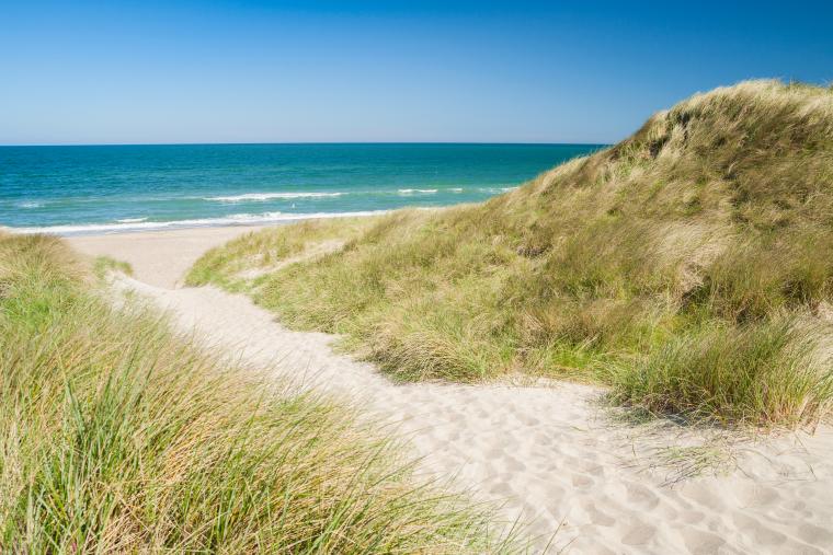 Sommhus ved vesterhavet og strande i Vorupør
